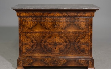 Louis Philippe Style Mahogany Marble Top Chest