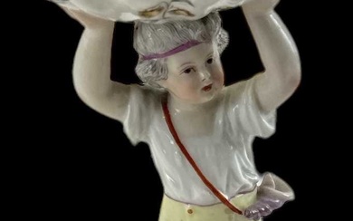 MEISSEN; a figural porcelain hand painted salt cellar, height 20cm.Condition...