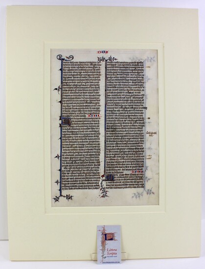 Magnificent, large, manuscript Lectern Bible leaf, c.1300
