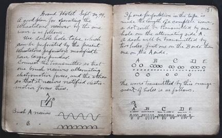 Manuscript Notebook kept by Albert Cushing Crehore in 1899 relating to his work with George Owen Squier on Synchronous AC Telegraphic Systems