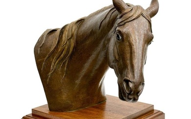 Marilyn Newmark Patinated Bronze Horse Head Sculpture Bad Hair Day Signed