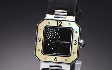 Mauboussin 'Amour Nuit Coquine Nuit Câline'. Mid-size ladies' watch with diamonds and mother-of-pearl, 2000s