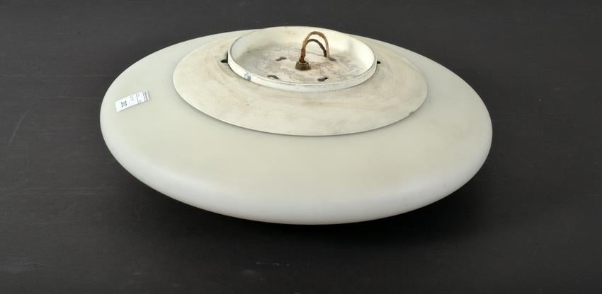 Mid-Century Disc Form Frosted Glass Ceiling Light
