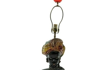 Mid Century Italian Blackamoor Head Bust Desk Lamp