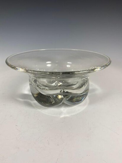 Mid Century Large Footed Crystal Bowl After Steuben