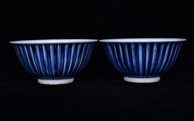 Ming Xuande blue and white dragon pattern melon-shaped bowl