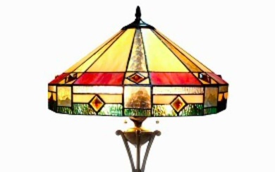 Mission Style Stained Art Glass Floor Lamp