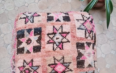 Moroccan Vintage Boujaad Pouf - Moroccan Cushion Cover-Wool blanket Pouf -moroccan cushion