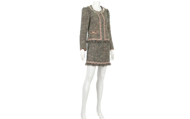 Moschino Cheap and Chic Green Tweed Skirt Suit - size 38
