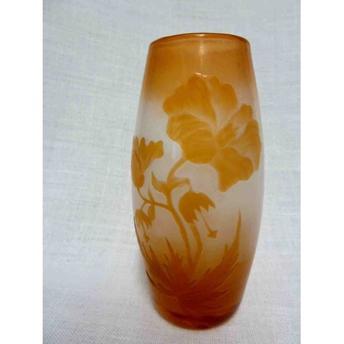 Muller Freres Croismare - a cameo glass vase, of bellied cyl...