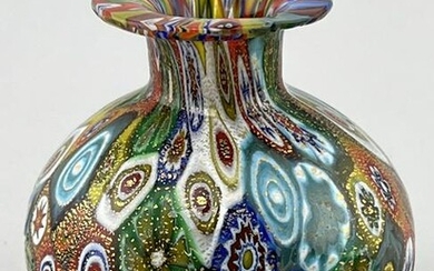 Murano Art Glass Millefiori End Of Day Cabinet Vase
