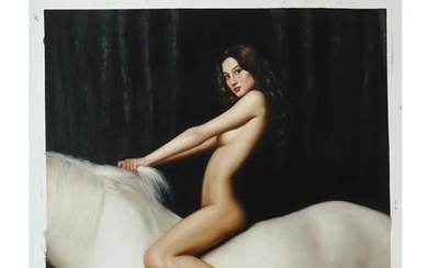 NUDE FEMALE PORTRAIT OIL PAINTING AFTER WALTER CHIN