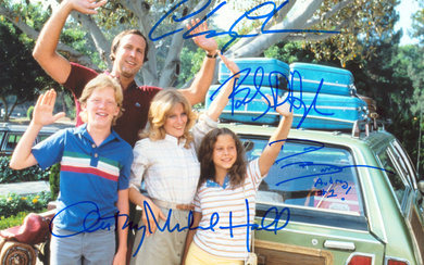 "National Lampoon's Vacation" 11x14 Photo Signed By (4) with Chevy Chase, Beverly D'Angelo, Anthony Michael Hall & Dana Barron Inscribed "Beverly #1" (Beckett)