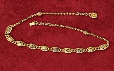 Necklace In 18K gold (750‰) adorned with brilliants and pearls...