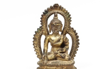 Nepal, Newar, a gilded bronze seated Buddha, 17th-18th century