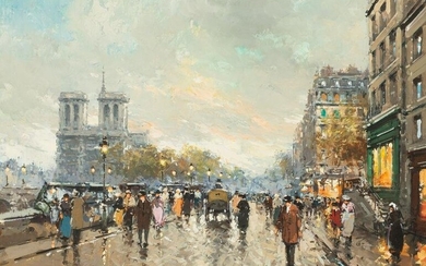 Oil Painting, Street Scene, Sgd. Antoine Blanchard