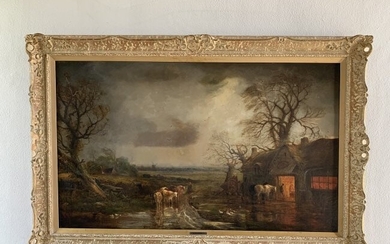 Oil on Board Country Cabin painting by J.W. McIntyre