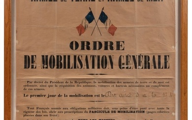 Ordre de Mobilisation Generale. 1914. France: Ministre de l...
