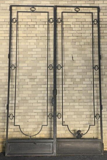 Ornamental iron double doors, 128"h x 79"w