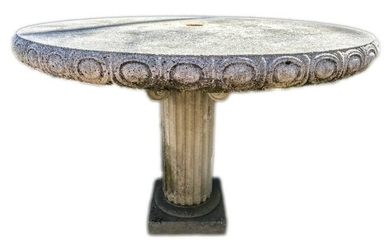 Outdoor Cement Garden Table w Column Form Base
