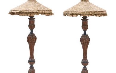 PAIR OF LARGE ROCOCO-STYLE PAINTED FLOOR LAMPS