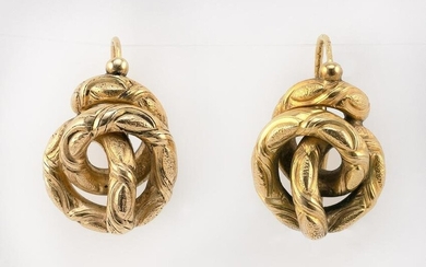 PAIR OF VICTORIAN 14KT GOLD KNOT-FORM EARRINGS Approx.