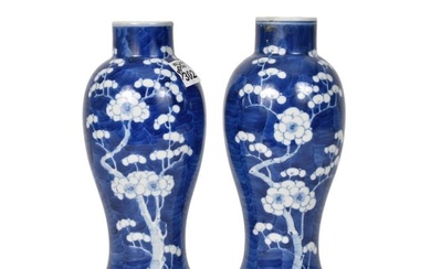 Pair Chinese Lotus Design Vases, 9"h (one has repair at neck, one has repair at base)