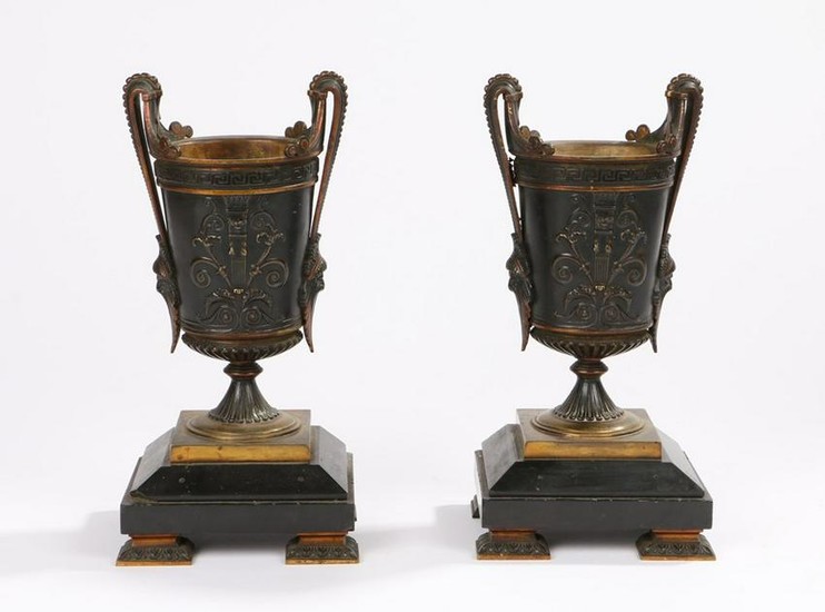 Pair of 19th Century French bronze garnitures, the