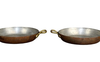 Pair of American Waldow copper Au Gratin pans