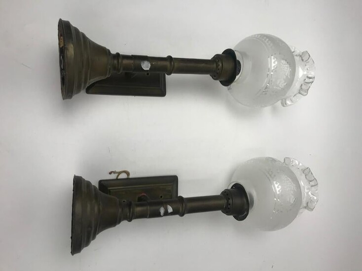 Pair of Antique Brass Wall Sconces