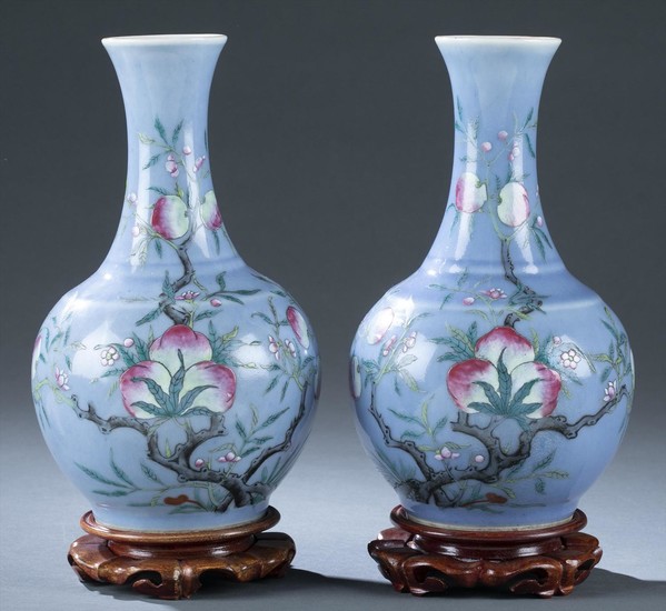 Pair of Chinese porcelain vases, Kangxi mark. FR3SH