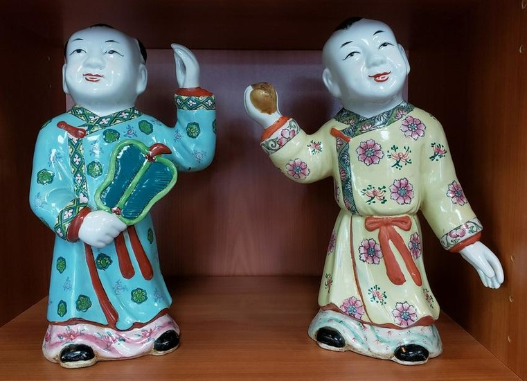 Pair of Circa 1890 Chinese Famille Rose Porcelain Ho Ho
