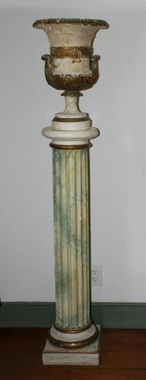Pair of Composition Urns on Pedestals