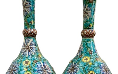 Pair of Large Kütahya Ceramic Written Vase