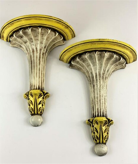 Pair of Pottery Columned Wall Sconces