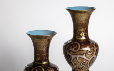 Pair of Vases ''Octopus'' Loetz Wwe., Klostermühle, ca. 1888 Light blue opal gl...