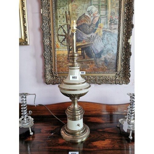 Pair of good quality brass and painted metal table lamps {63...