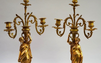 Paire de candélabres en bronze, 58x29x13cm - 19ème siècle