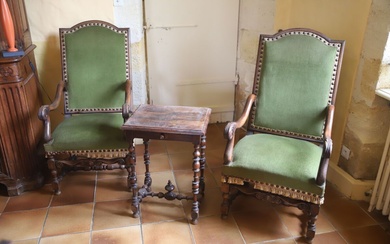 Paire de fauteuils de style Louis XIV, velours... - Lot 2 - A.Blanchy | E.Lacombe - Bordeaux Chartrons - Bordeaux Enchères