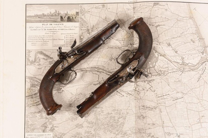 Pair of officer's flintlock pistols, from Marshal Suchet, Duke of...