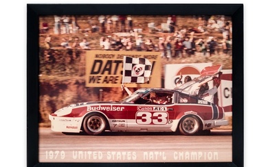 Paul Newman in his Datsun 280ZX at the SCCA National Championship in 1979, Framed Color Photograph