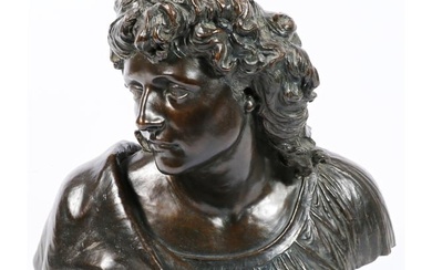 Paul Peterich, Germany (1864-1937), bust of a young man, bronze, 19"H x 19"W x 8"D