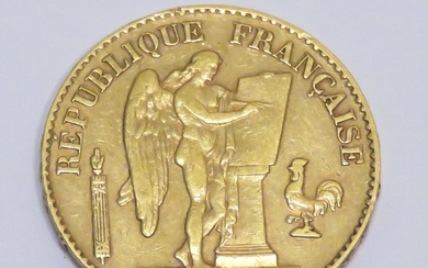 Pièce en or de 20 Francs "génie" datée de 1897, Atelier "A" (Paris). Poids :...
