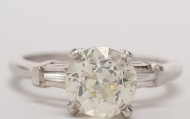 Platina Ring Art Deco Set with Diamond 2.2 Karats