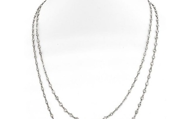 Platinum 20.00cttw Diamond By The Yard Chain Necklace