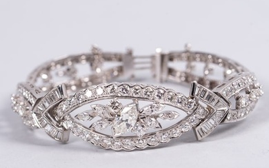 Platinum Art Deco Bracelet with Approximately 7.8 Total Carat Weight in Diamonds