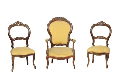 Poltrona e due sedie Luigi Filippo