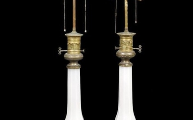 Pr. French Opaline Table Lamps