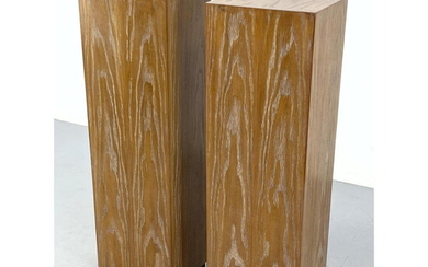 Pr Paul Frankl style Limed Oak Display Pedestals. Recessed ebony base