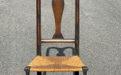 QUEEN ANNE STYLE SIDE CHAIR IN SPANISH BROWN FINISH.